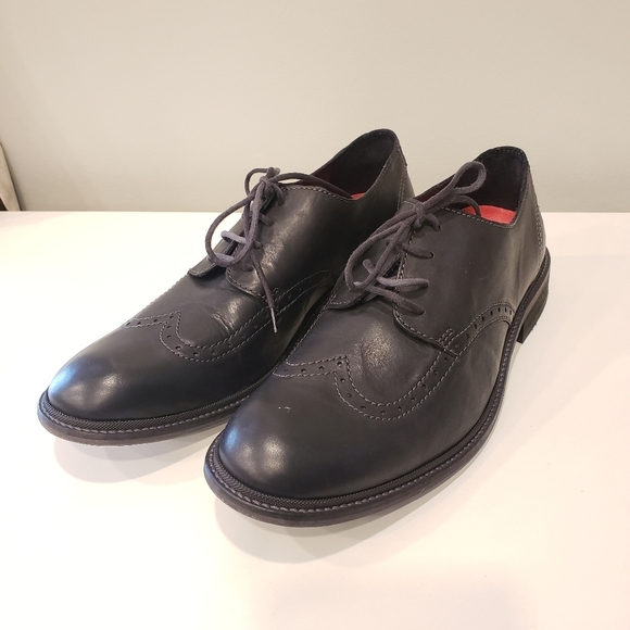 Sz 11 MENSFly London Black Oxford Washed Leather Oxfords
